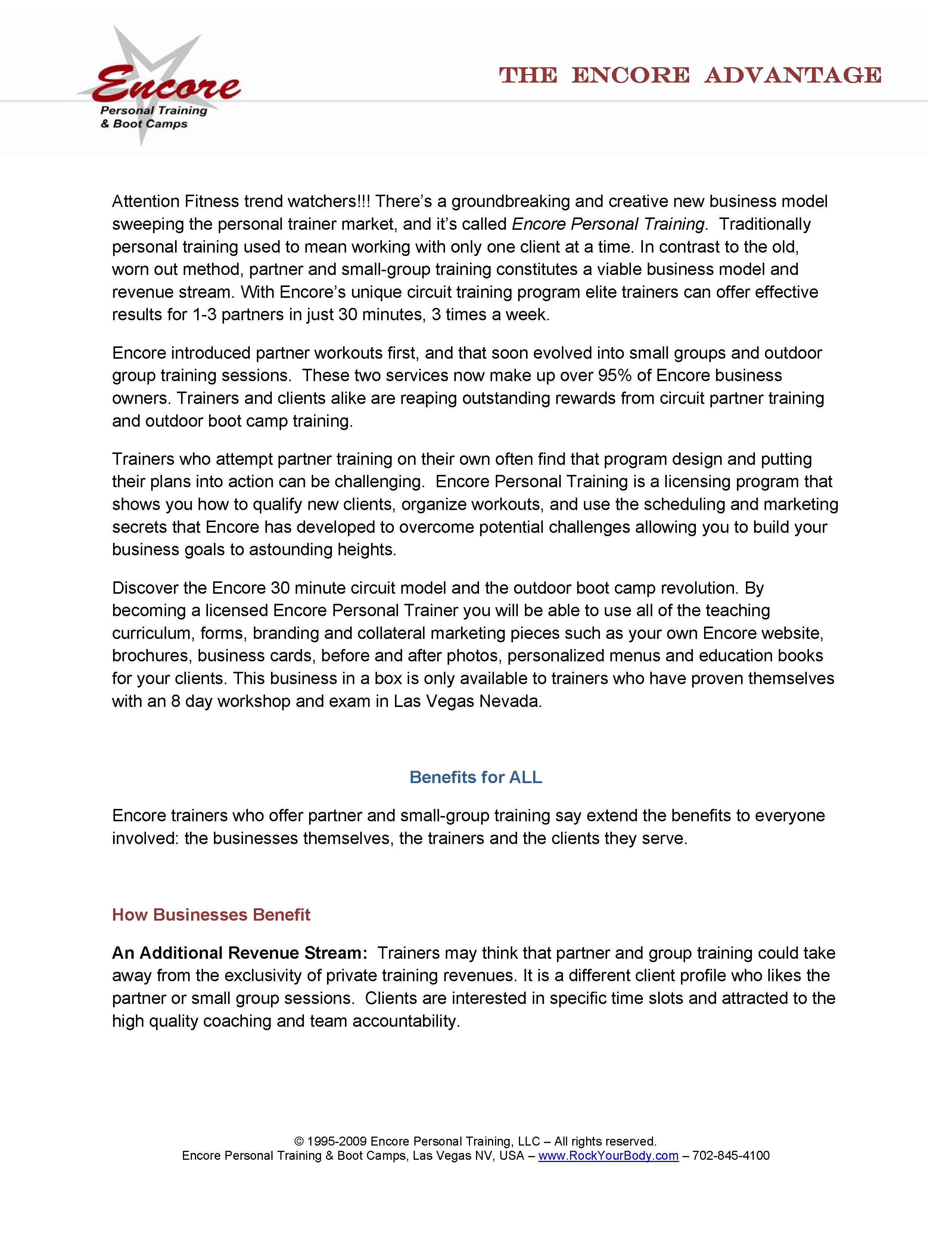 The ENCORE Advantage Business Model, click to read the full document.